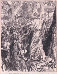 Druiden, die die Briten anstacheln, die Landung der Römer zu verhindern
